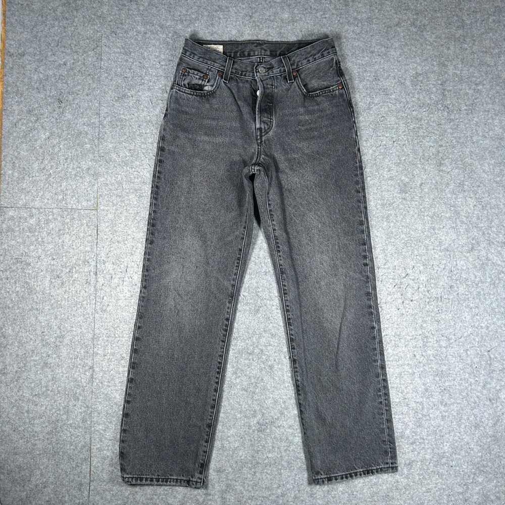 Levi's Denim Jeans Women W25 L30 Grey 501 Original Straight Leg High Rise